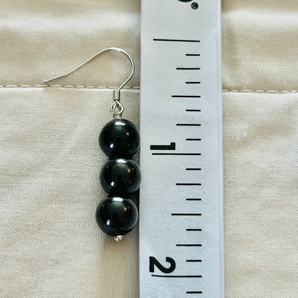 925 Sterling Silver Shungite Dangle Earrings NWOT - Picture 6 of 7